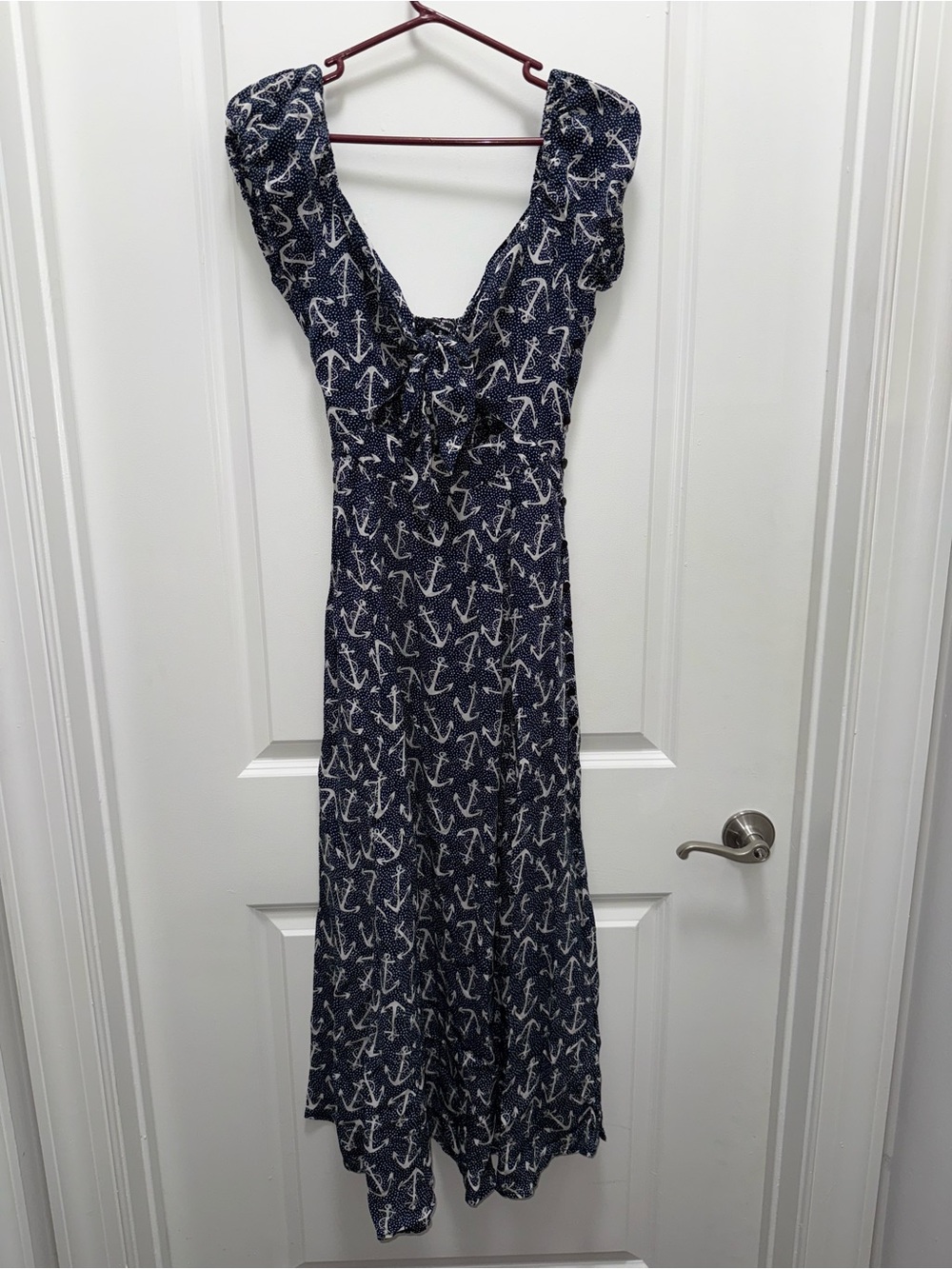 100% silk Nicky Hilton x Tolani "Montauk" Anchor Print Midi Dress Size Small